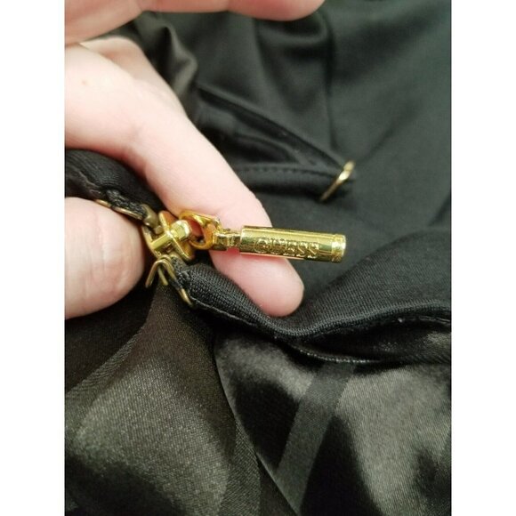 guess jumpsuit women Black Small tight bodycon form fitting sleeveless gold zip‎ - Picture 16 of 16